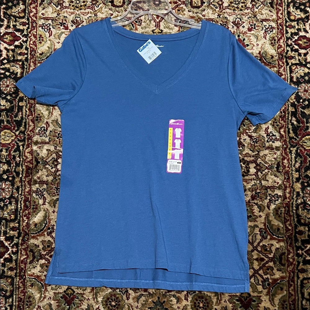 Eddie Bauer Navy V-Neck Short Sleeve Tee